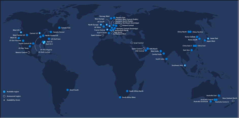 Azure geographical coverage 2020