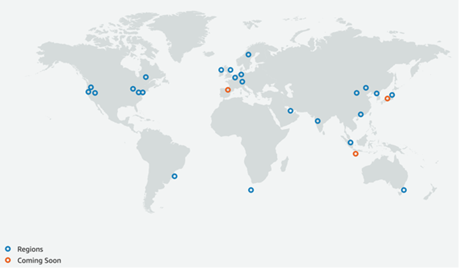 AWS geographical coverage 2020