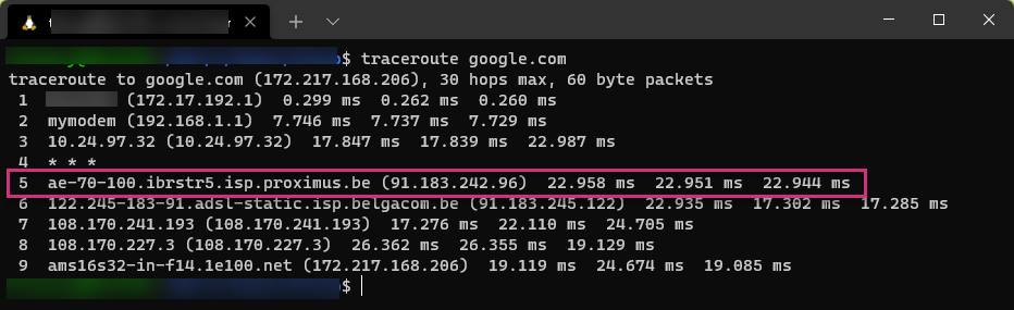 linux traceroute command and results